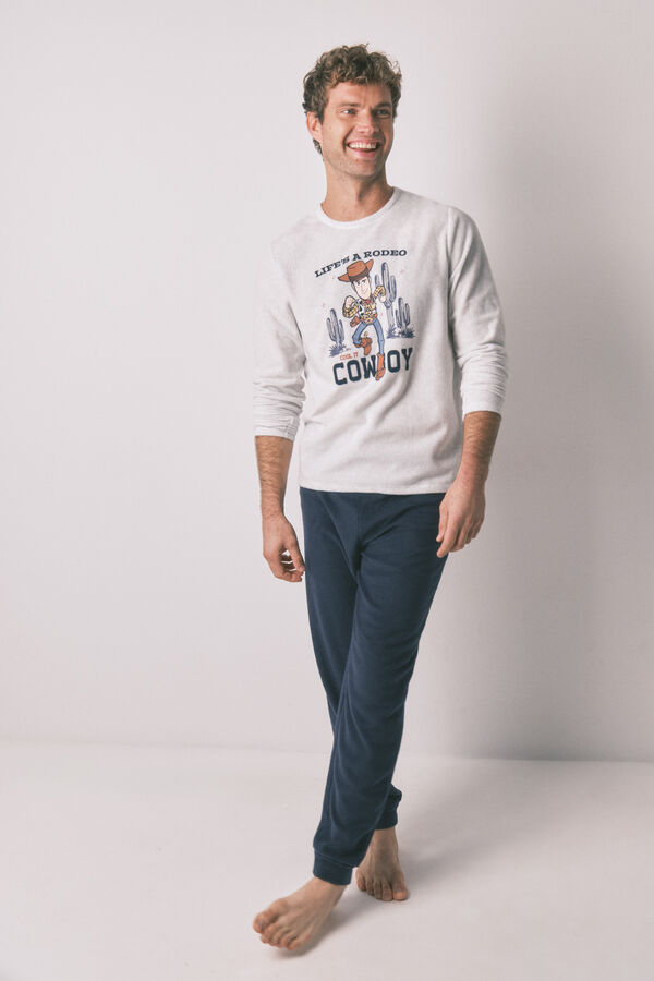 Women'secret Pijama larga de forro polar para hombre "Woody cowboy" gris