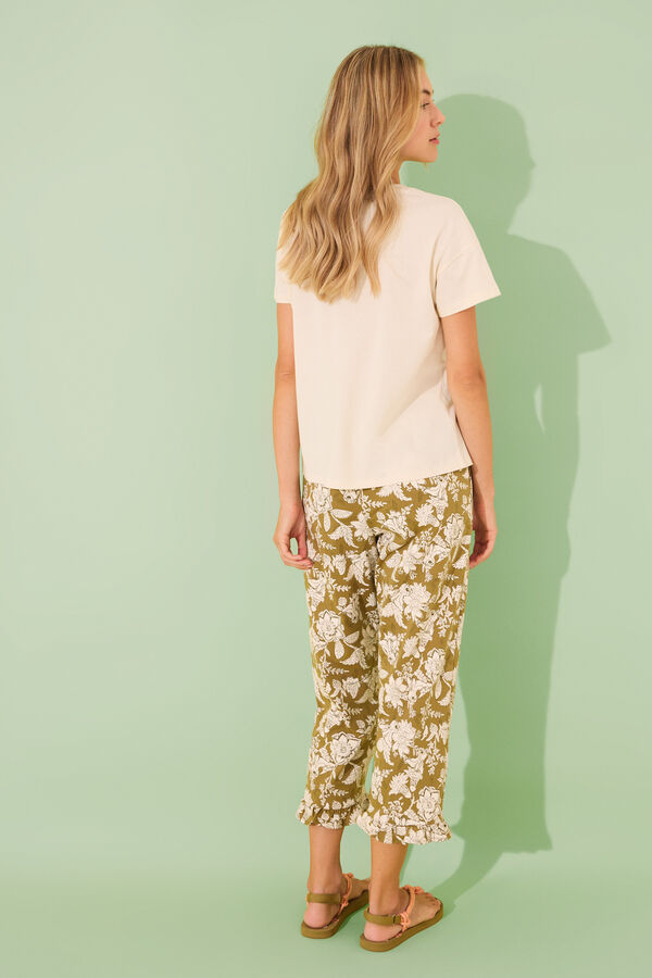 Womensecret Pijama capri de algodón de Lilo & Stitch marfil