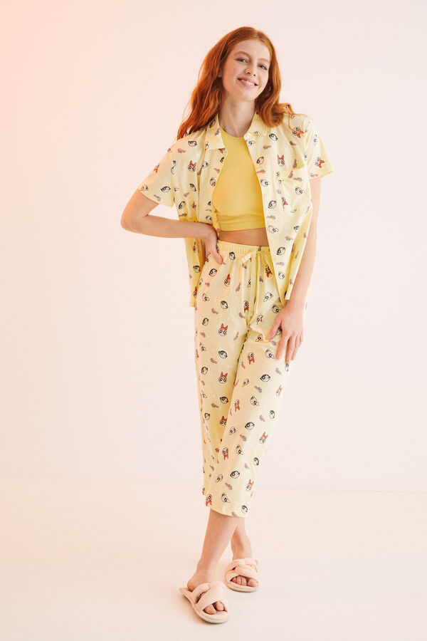 Womensecret Pijama camisera 100% algodón Las chicas superpoderosas amarillo amarillo