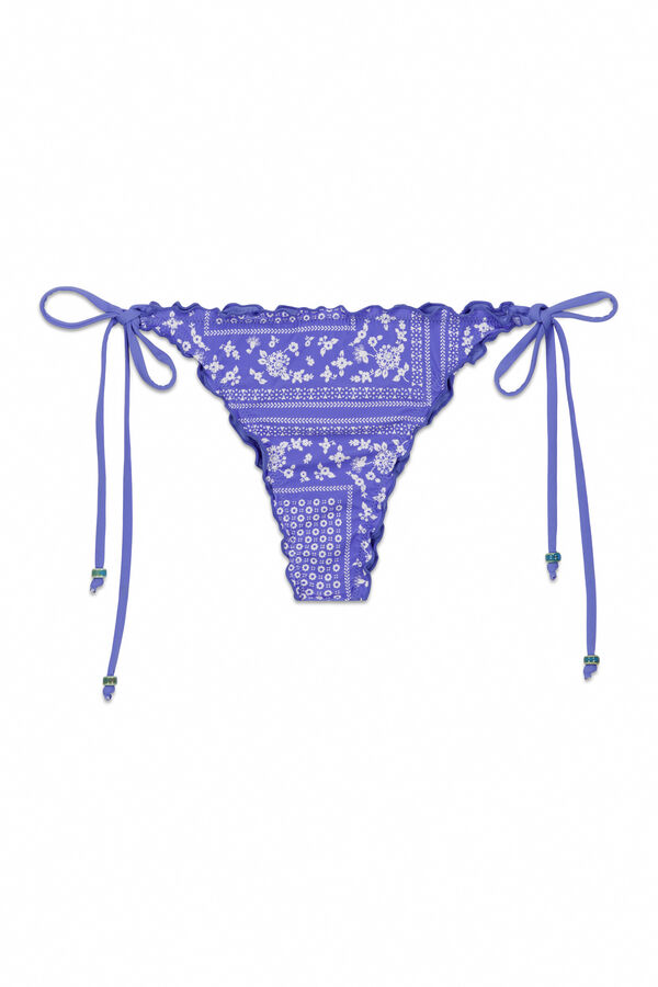 Women'secret Panty de bikini brasile&ntilde;a de tiras con estampado de pa&ntilde;uelo estampado