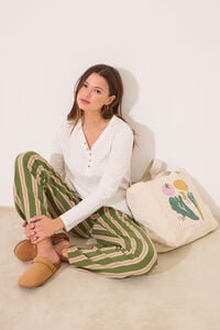 Womensecret Playera manga larga 100% algodón color blanco marfil