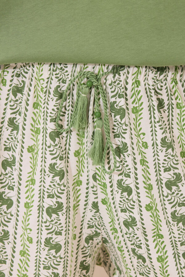 Womensecret Pijama corta de tirantes en algodón plisado verde verde