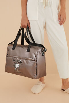 Womensecret Bolsa bowling metalizado Snoopy gris