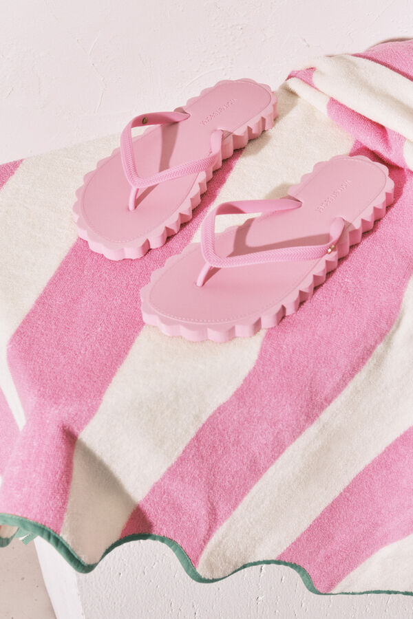 Women'secret Chanclas de dedo efecto ondas rosa rosa