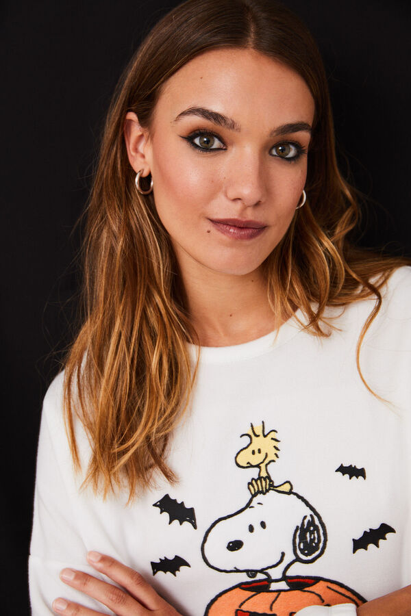 Womensecret Pijama polar Snoopy calabaza marfil