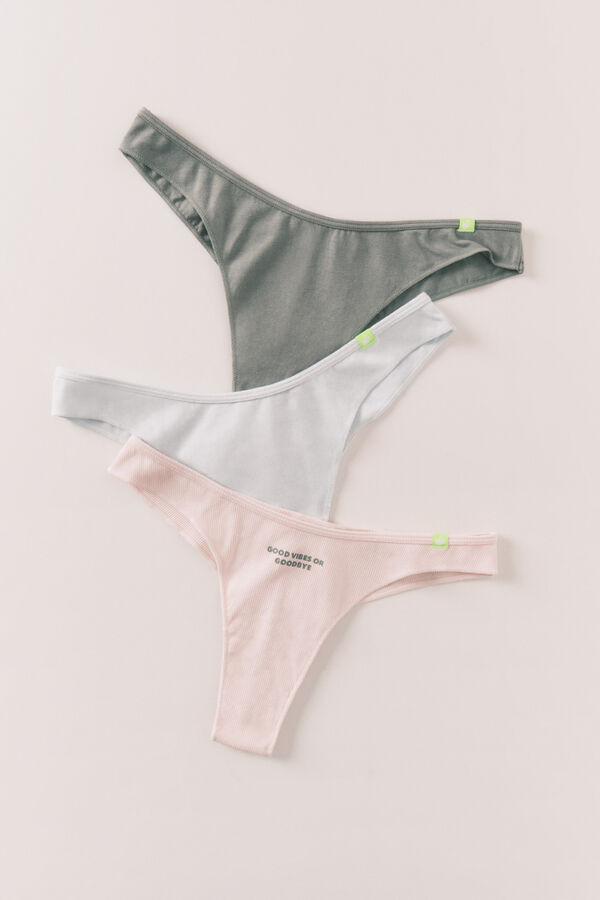 HI&BYE Paquete de 3 panties brasile&ntilde;os de algod&oacute;n azul, blanco y verde blanco