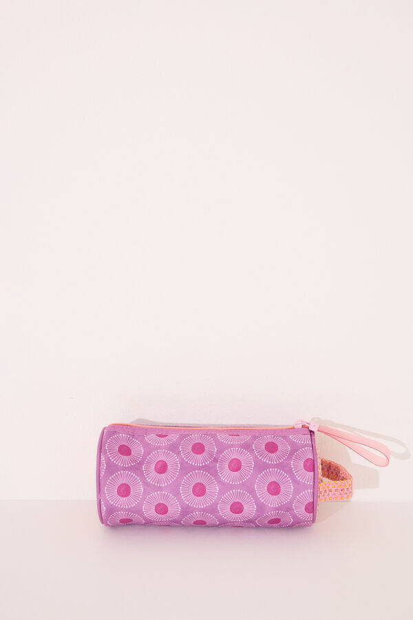 Womensecret Neceser pequeño de rafia rosa estampado