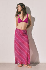 Women'secret Falda midi de crep&eacute; estampado tie dye rosa