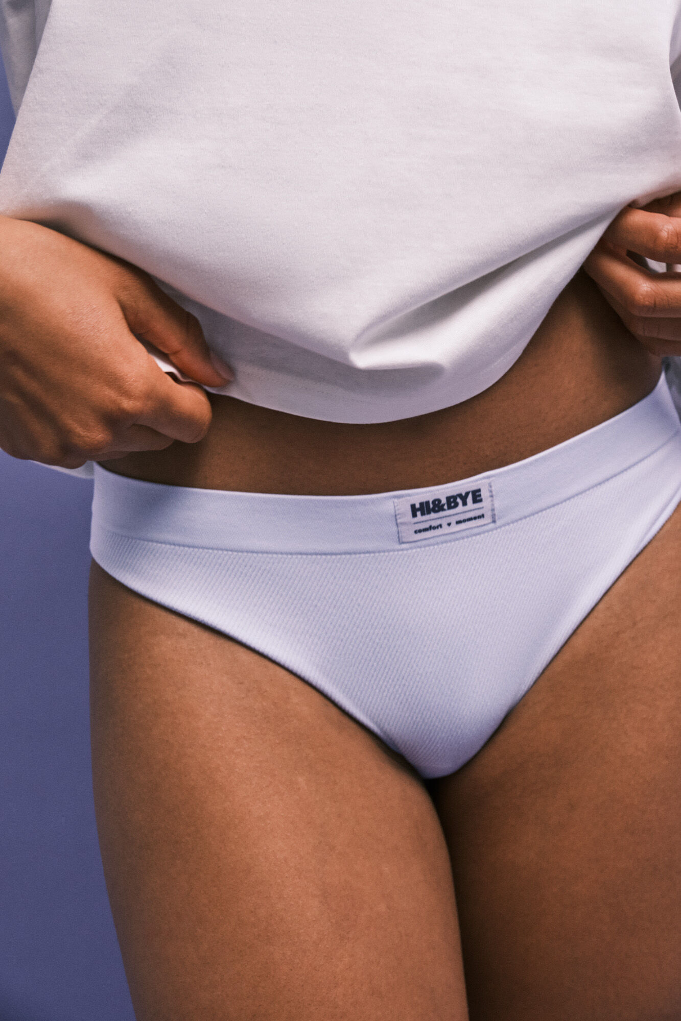 HI&BYE Panty cl&aacute;sico sin costuras acanalado azul