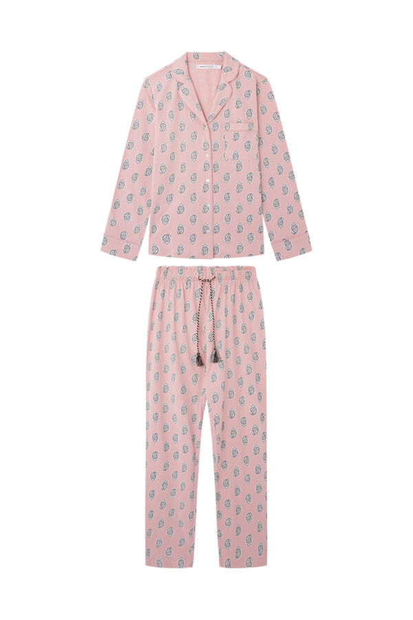 Womensecret Pijama camisera 100% algodón boho rosa rosa