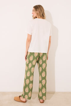Womensecret Pantalón largo de estar por casa con flores de viscosa estampado