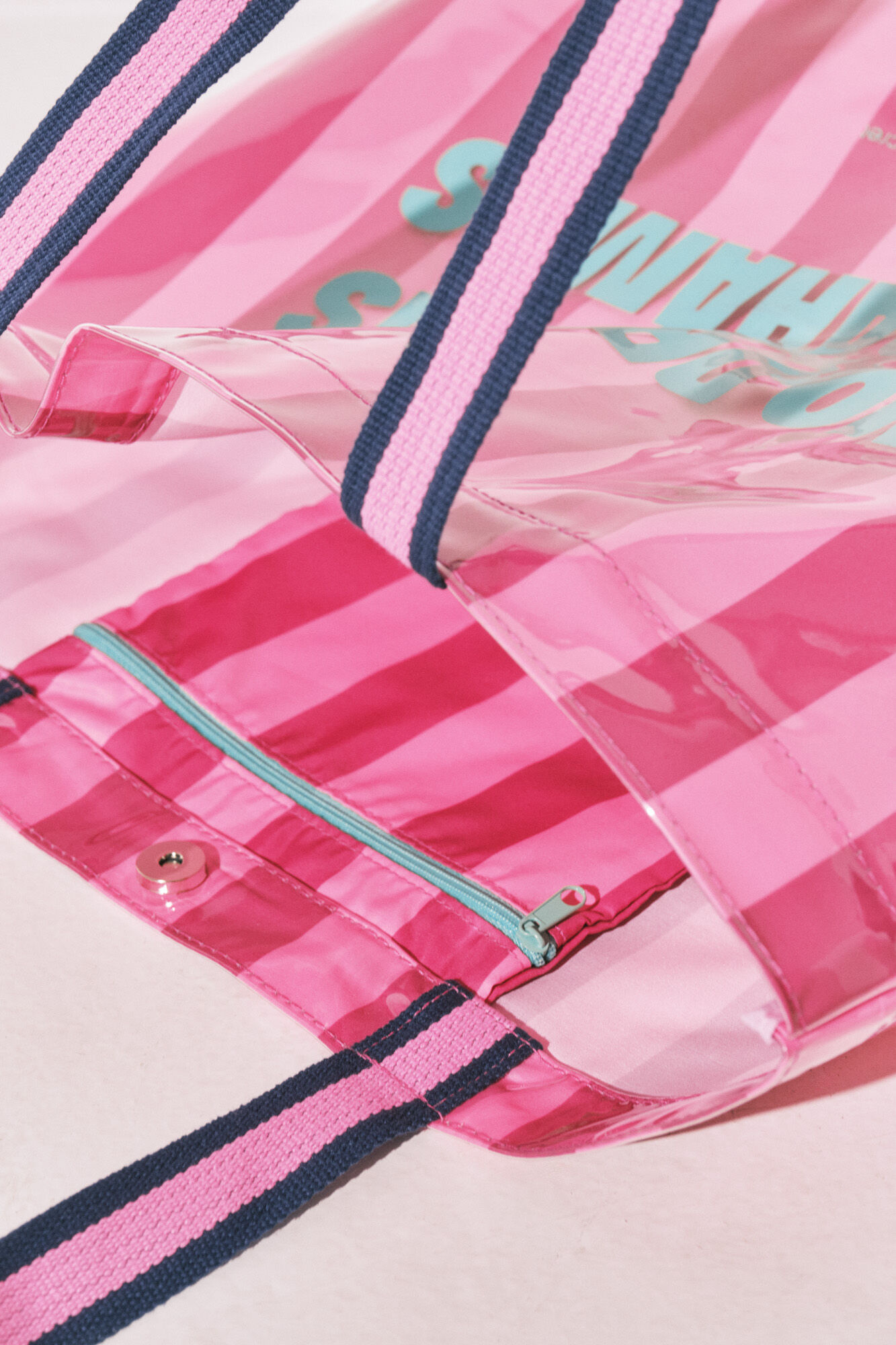 Women'secret Bolsa de playa de rayas rosa