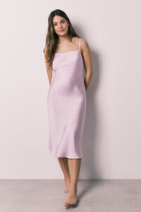 Women'secret Camis&oacute;n midi de tirantes de sat&eacute;n lila