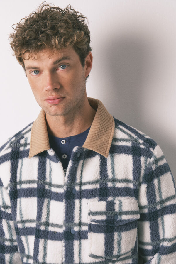 Women'secret Chamarra short de bata borrego para hombre  marfil