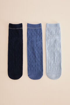 Womensecret Pack 3 calcetines cortos algodón azules estampado