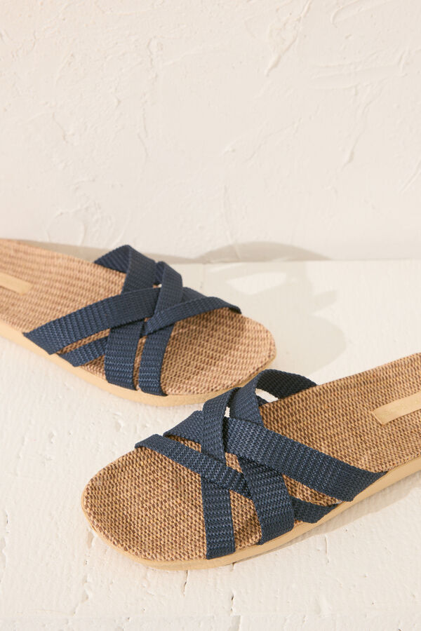 Womensecret Chanclas con tirantes efecto rafia café