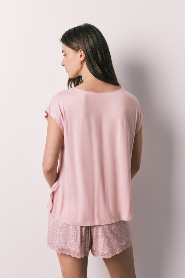 Women'secret Pijama corta de viscosa con estampado animal print rosa rosa