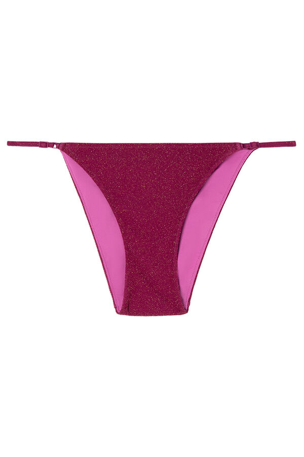 Womensecret Panty de bikini clásica con tirantes de purpurina rosa morado/lila