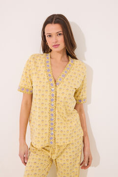 Womensecret Pijama estampado de flores amarillas 100% algodón estampado