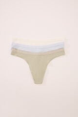Womensecret Pack de 3 tangas de algodón acanalado blanco