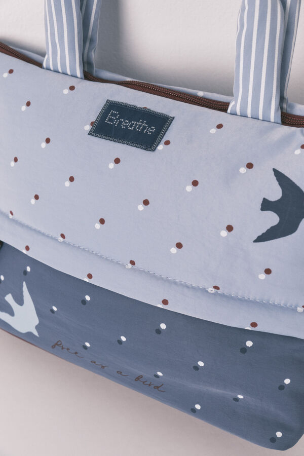 Women'secret Neceser grande estampado p&aacute;jaros azul estampado