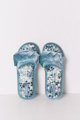 Women'secret Pantuflas para casa de casa abiertas de terciopelo verde verde