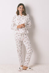 Women'secret Pijama larga 100% algodón blanco Snoopy marfil