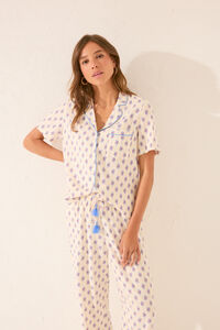 Womensecret Pijama camisera largo de viscosa beige blanco