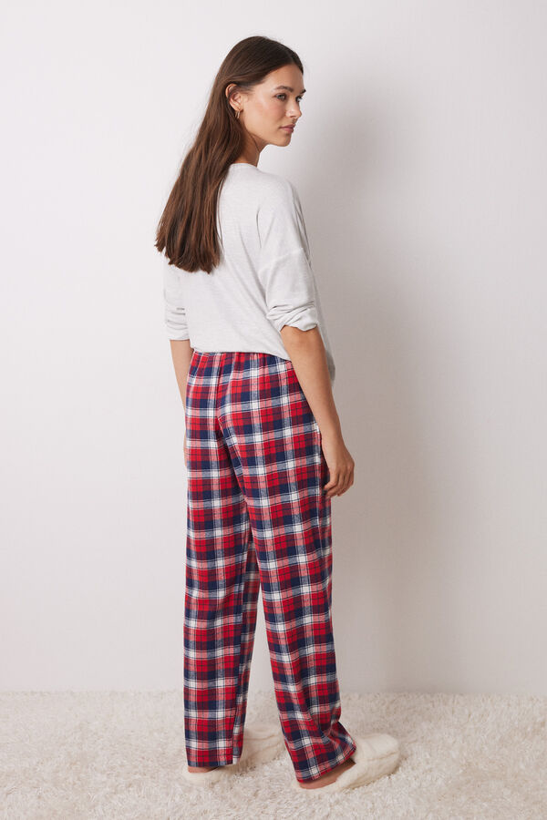 Womensecret Pantalón casual 100% algodón cuadros estampado