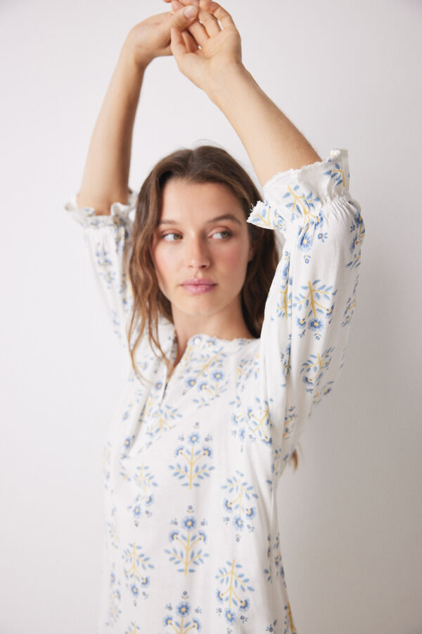 Womensecret Camisón corto 100% algodón allover flores estampado