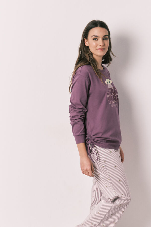 Women'secret Pijama larga de algod&oacute;n Grogu morado/lila