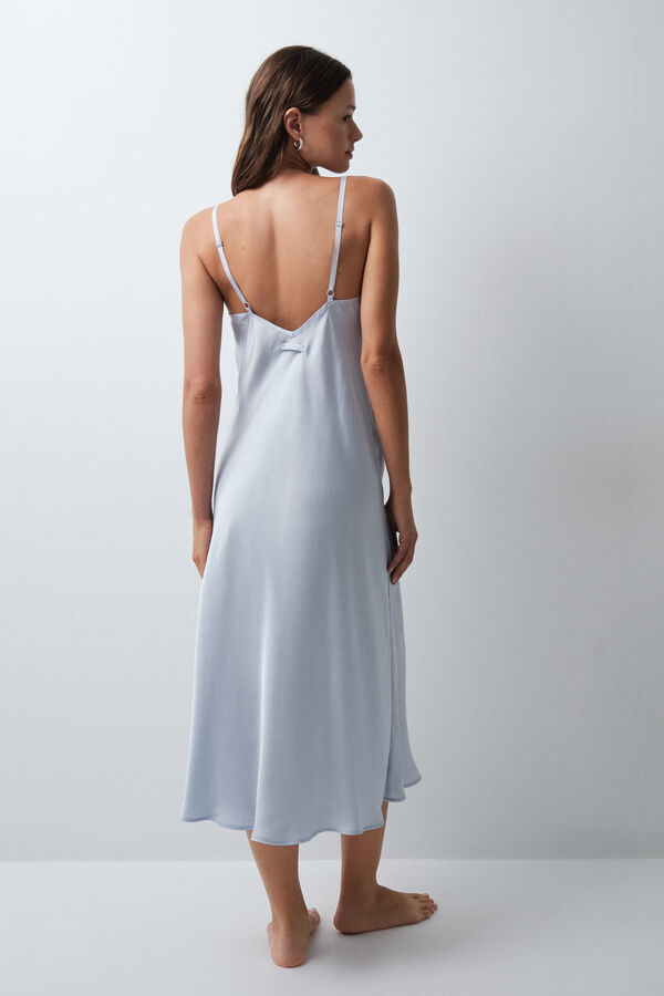 Women'secret Camis&oacute;n largo de tirantes satinado azul azul