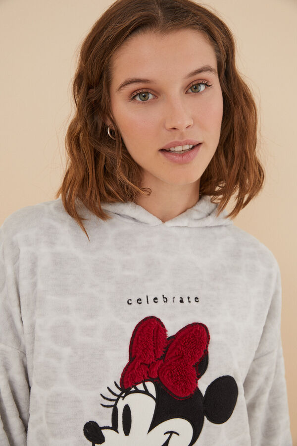 Womensecret Camisón con forro y capucha 3D Minnie Mouse gris