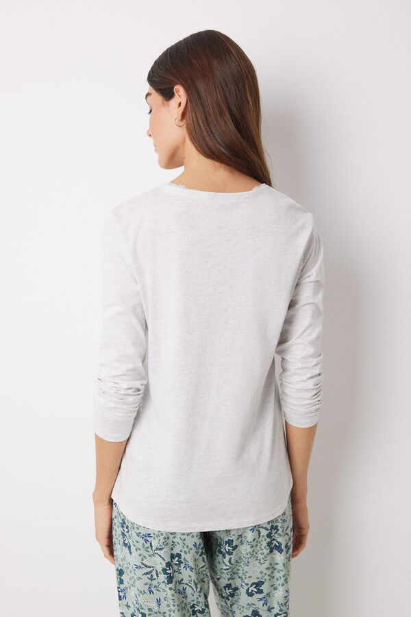 Womensecret Playera manga larga 100% algodón gris gris