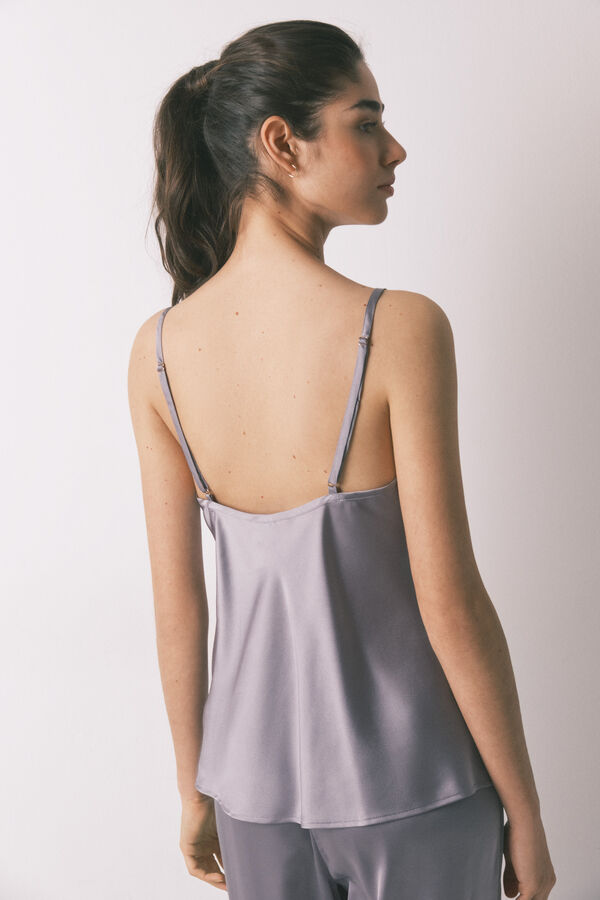 Women'secret Set de pijama satén y encaje gris gris