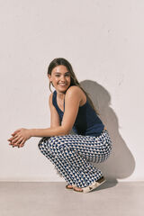 Women'secret Pantal&oacute;n largo estampado geom&eacute;trico azul estampado