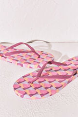 Women'secret Chanclas de dedo con estampado geom&eacute;trico rosa rosa