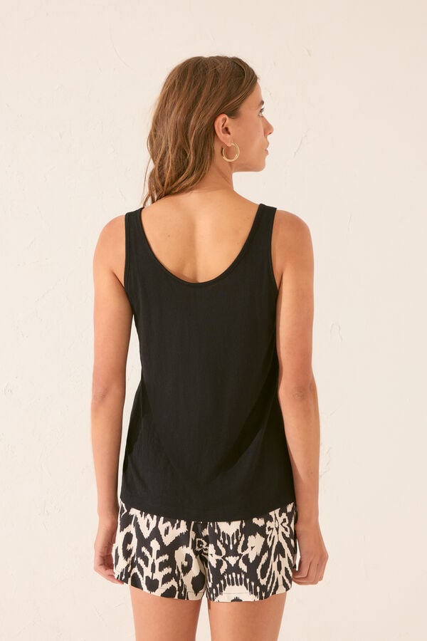 Womensecret Playera de tirantes de viscosa negra negro