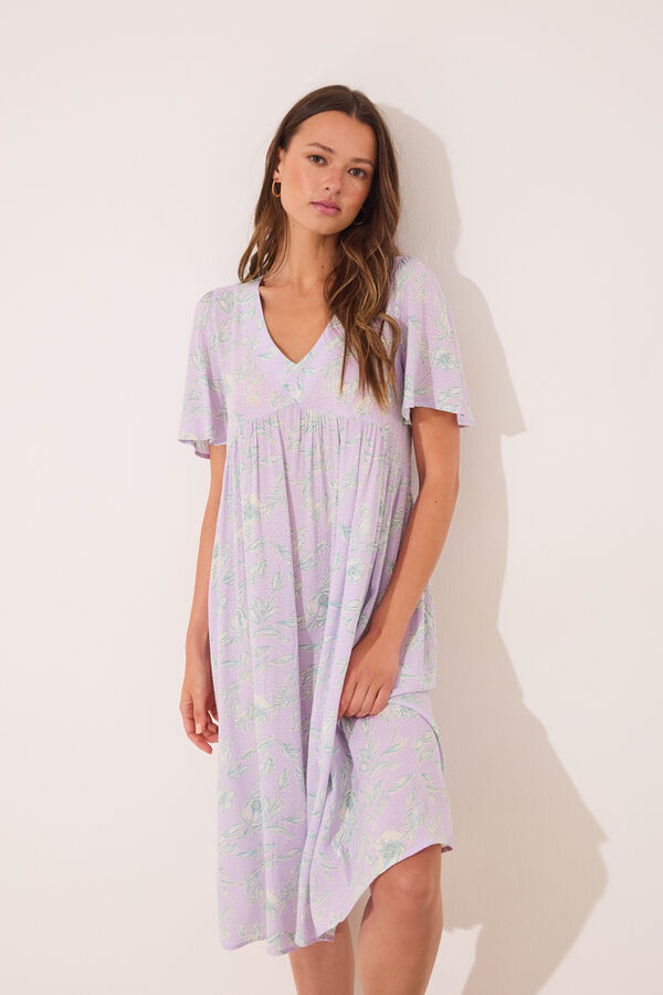 Womensecret Vestido midi con estampado de viscosa estampado