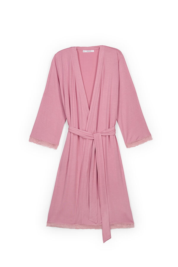 Women'secret Bata midi con cintur&oacute;n rosa rosa