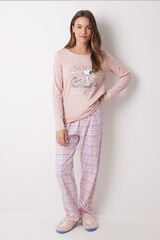 Womensecret Pijama larga 100% algodón rosa Snoopy rosa