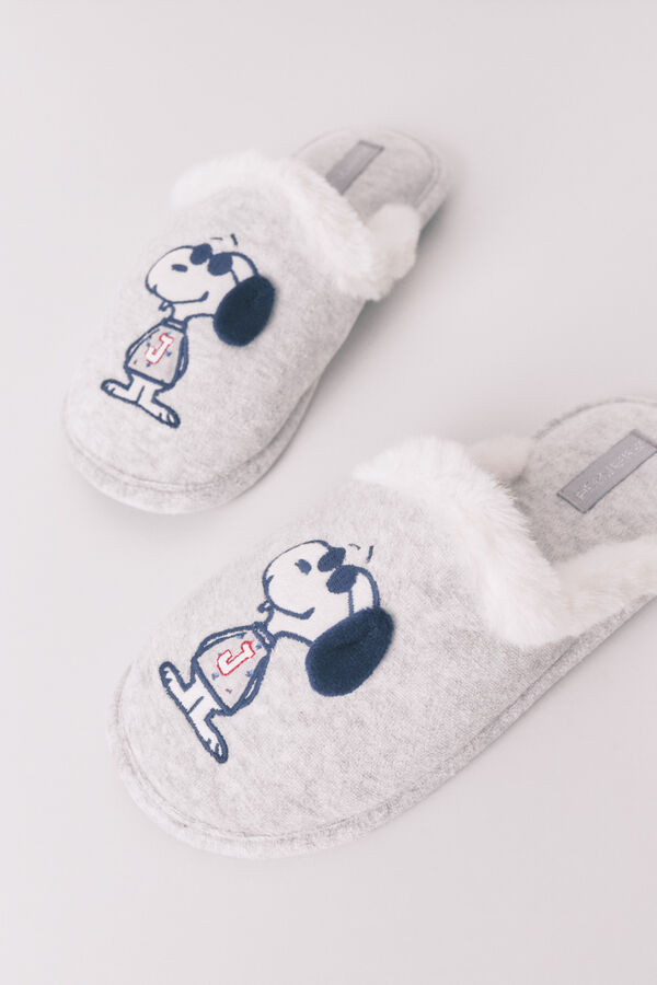 Womensecret Pantuflas para casa de Snoopy de color gris oscuro gris
