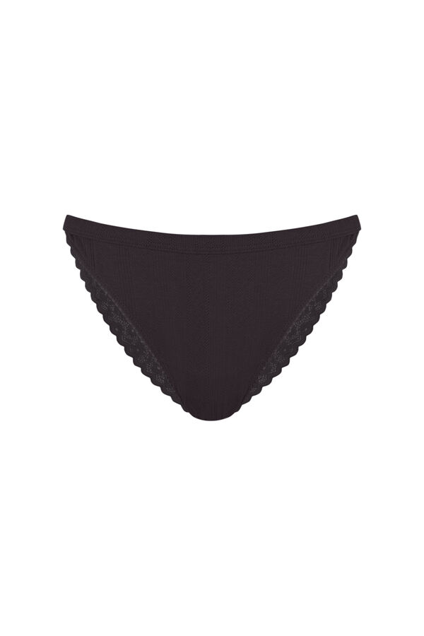 Women'secret Panty brasileño de algodón negro negro