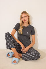 Womensecret Pijama larga de algodón con estampado paisley gris gris