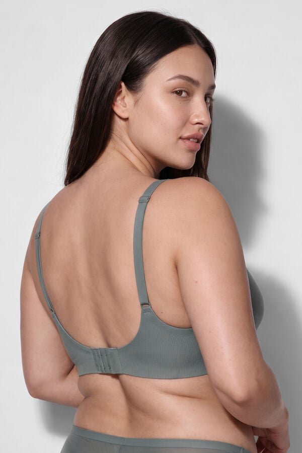 Women'secret Brasier top halter de microfibra acanalada verde verde