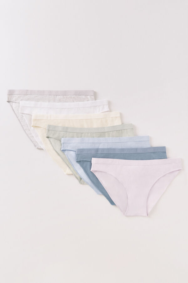 Women'secret Pack de 7 panties clásica de algodón con logo blanco