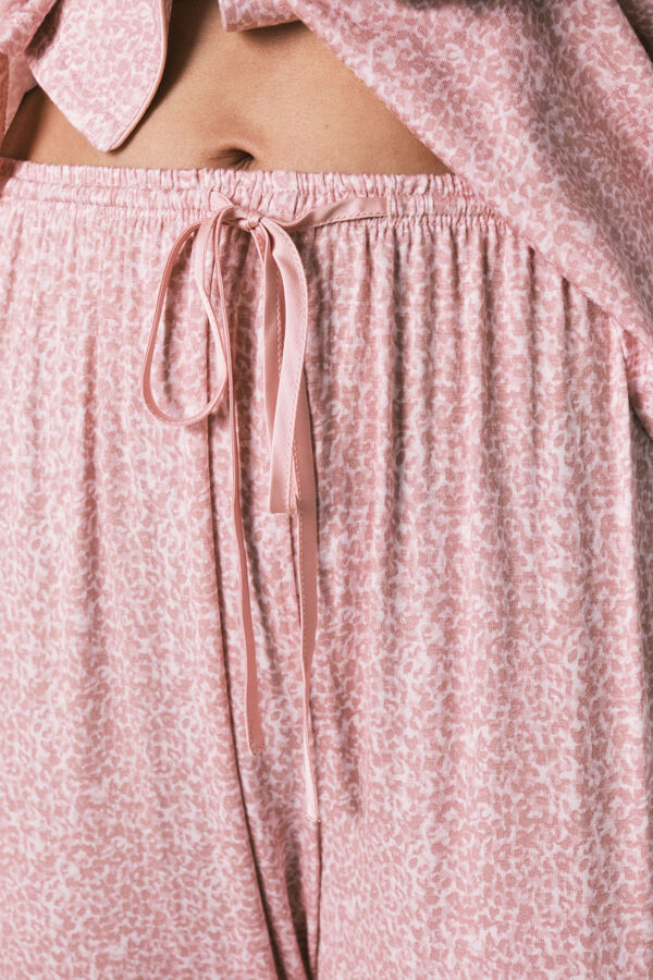 Women'secret Pijama larga camisera estampado flores rosa