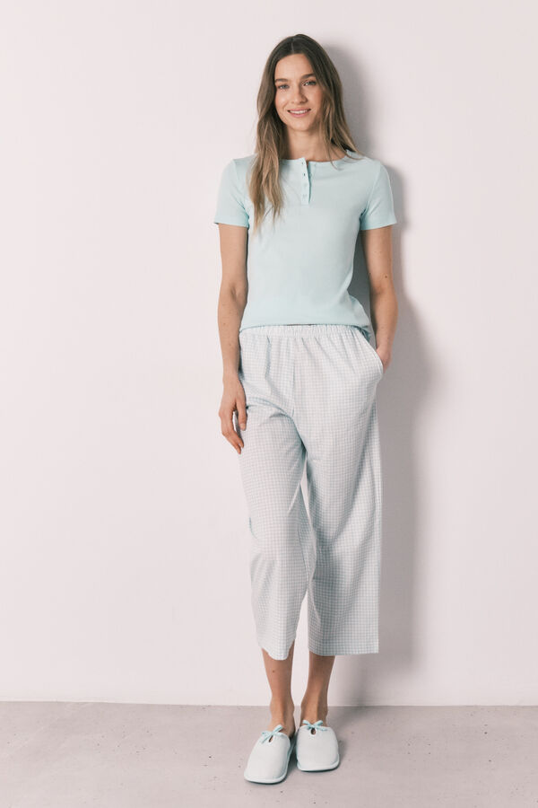 Women'secret Pijama manga corta a cuadros Vichy verde verde