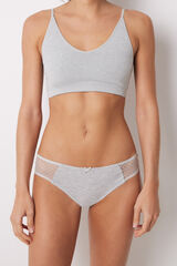Womensecret Braga ancha algodón gris encaje y lazo gris