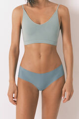 Women'secret Panty clásica de microfibra con encaje verde verde